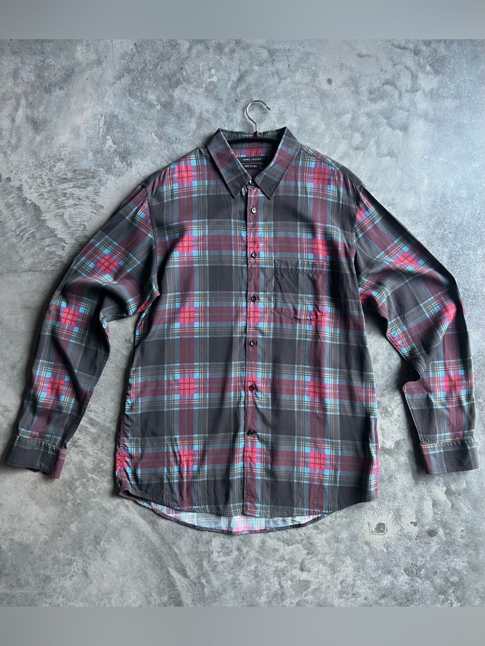 Marc Jacobs men’s plaid viscose button-up long sleeve shirt size EU 50 (US M/L)